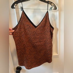Spaghetti strap flowy top.  Tannish/orange with black spots.